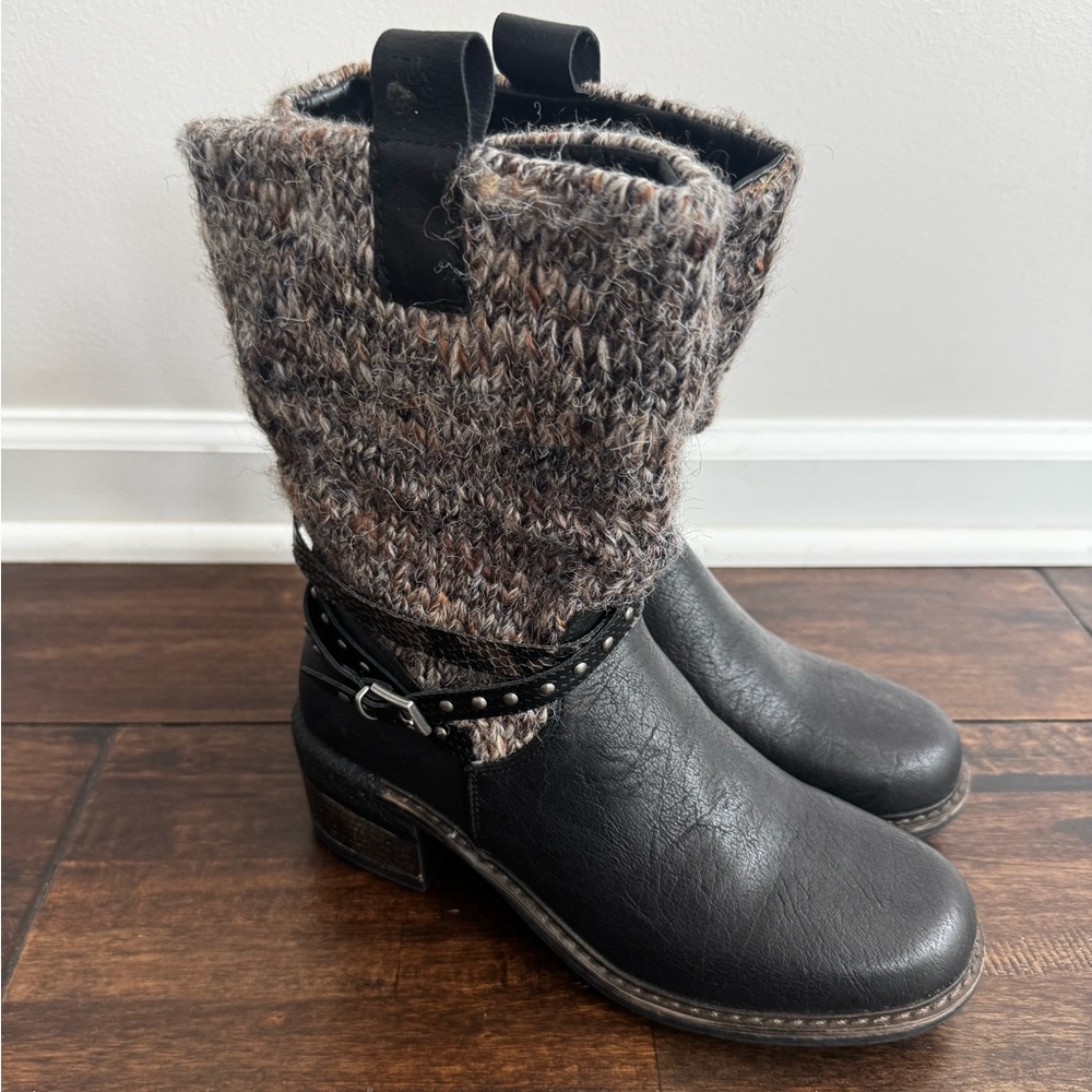 Muk Luks Brown and Tan Knit Top Boots